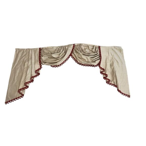 European Style Curtain Valance Handmade Waterfall Swag Valance Vintage 74” wide - Picture 1 of 8